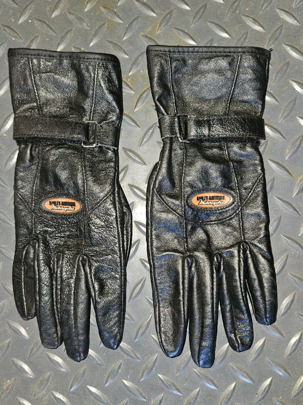 Harley-Davidson Womens Gauntlet Leather Motorcycle Gloves Black M  X6110  {826-3